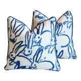 Designer Groundworks Bunny Hutch Feather/Down Pillows 17" Square - Pair For Sale