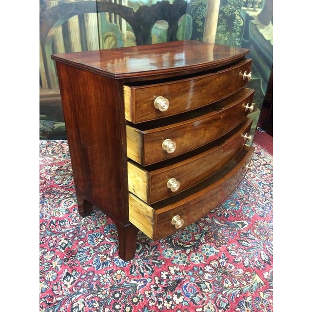 Brown Antique Bowfront Chest of Drawers, Mahogany Chest For Sale - Image 8 of 14