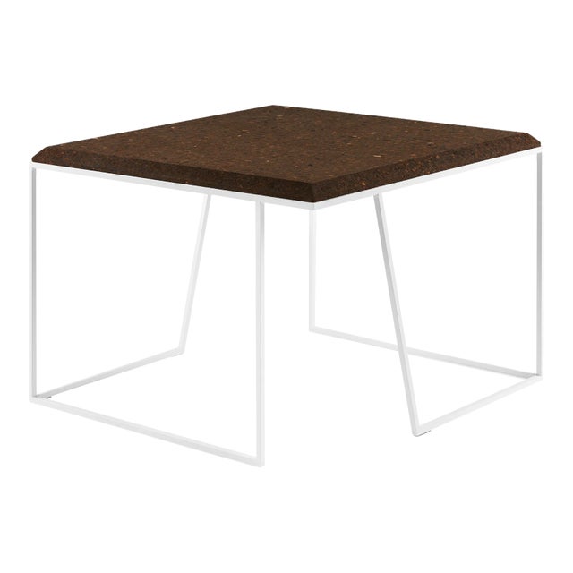 Grão #2 Coffee Table in Dark Cork with White Legs by Mendes Macedo for Galula For Sale