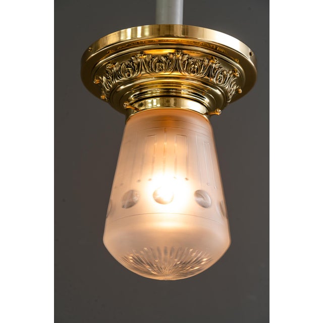 Historistic Brass Ceiling Lamp with Cut Glass Shade, Vienna, Austria, 1890s For Sale - Image 13 of 18