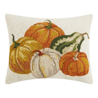 Harvest Pumpkins Hook Pillow 16" x 20" For Sale
