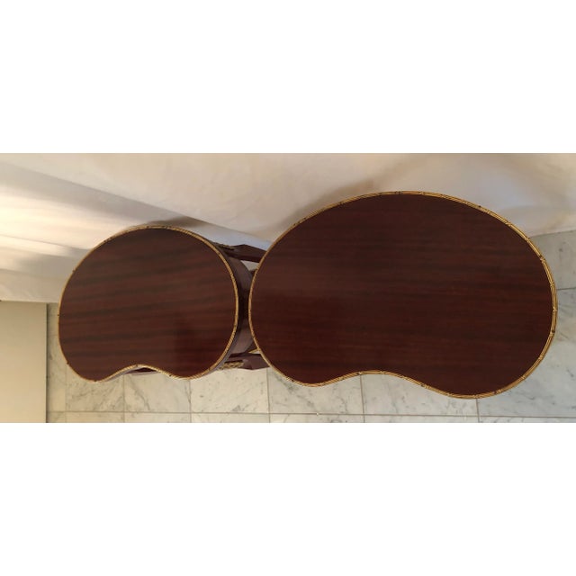 1940s Vintage Kidney Shaped Ormolu Side Tables - a Pair For Sale - Image 11 of 12