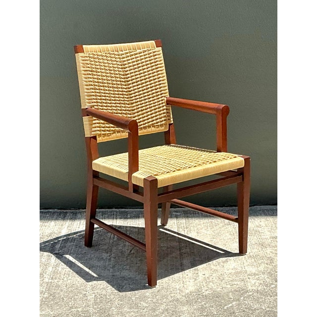 Brown Vintage Donghia Woven Rattan “Merbau” Arm Chair For Sale - Image 8 of 12