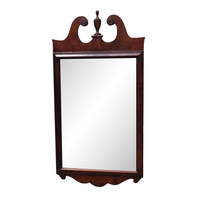 Share Antique Chippendale Revival Maple Hall Wall Mirror c.1900 American Entryway For Sale
