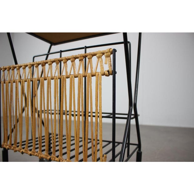 Mid-Century Rolling Magazine Rack Cart, Former Czechoslovakia, 1970s For Sale - Image 9 of 11