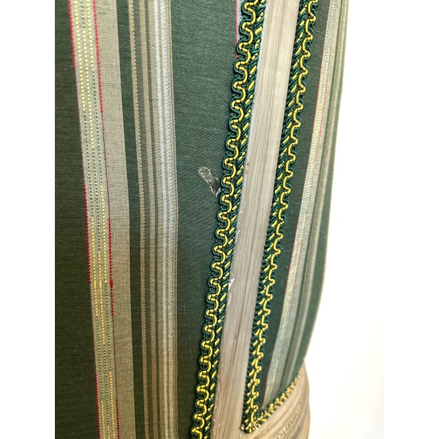 1900 - 1909 1900s Antique Carved Chairs With Green Stripe Fabric, a Pair For Sale - Image 5 of 13