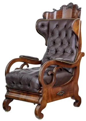 Mid 19th Century French Mahogany and Leather Reclining Chair, 1860s