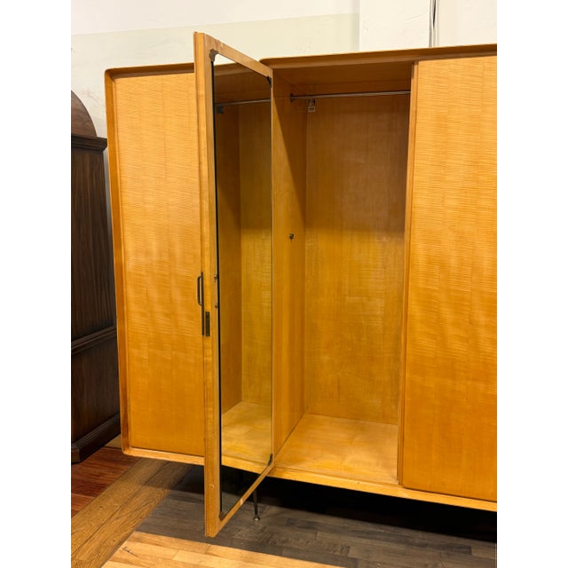 Mid 20th Century Mid 20th Century Silvio Cavatorta Italian Birch Wood Wardrobe With Three Sections For Sale - Image 5 of 12