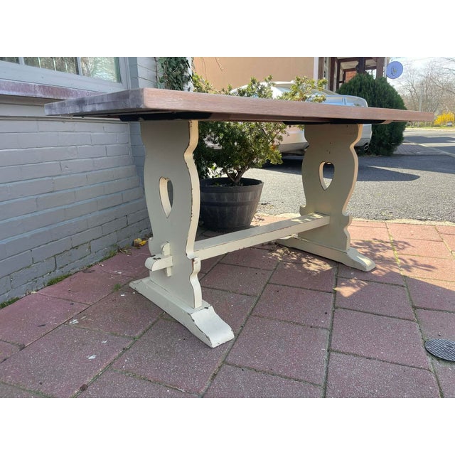 Antique English Solid Oak Kitchen Table 1900 For Sale - Image 10 of 15