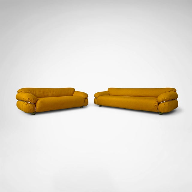 1970s Yellow Bouclé Sesann Sofa by Gianfranco Frattini for Cassina, 1970s For Sale - Image 5 of 11