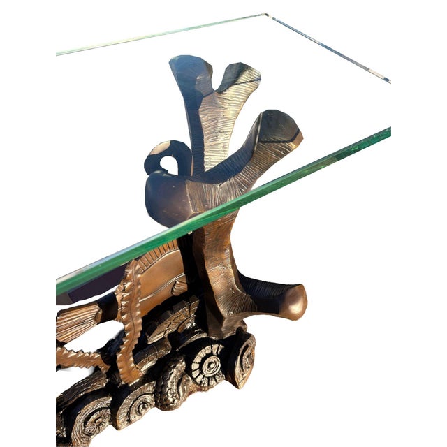 Aquatic Marcel Bouraine "Turbot" Bronze Art Deco Console Table by Phyllis Morris For Sale In Los Angeles - Image 6 of 11