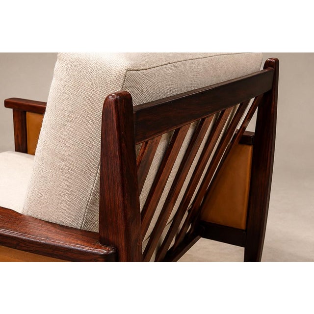 Brazilian Modern Armchair in Rosewood, Leather & Linen, Fatima, 1960s For Sale - Image 11 of 18