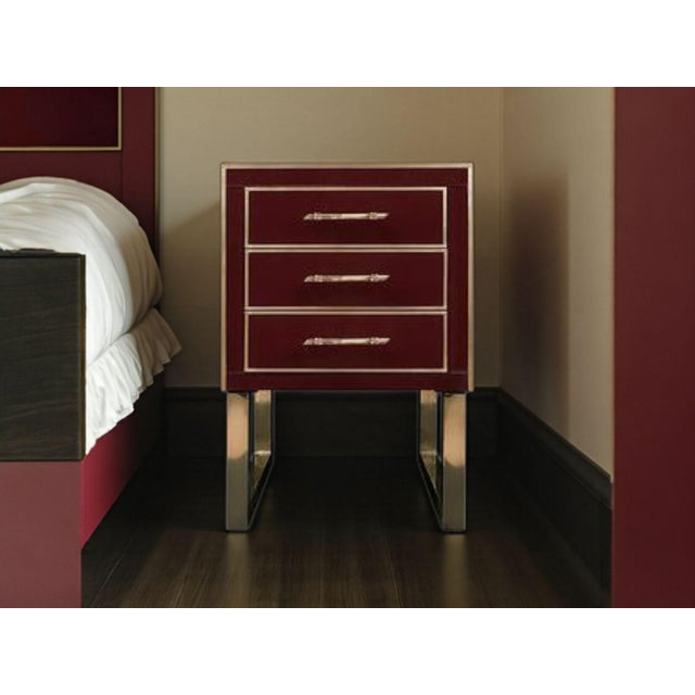 Gold Handmade Bedside Tables in Glass and Brass from Justfurnituress SRL, Set of 2 For Sale - Image 8 of 15