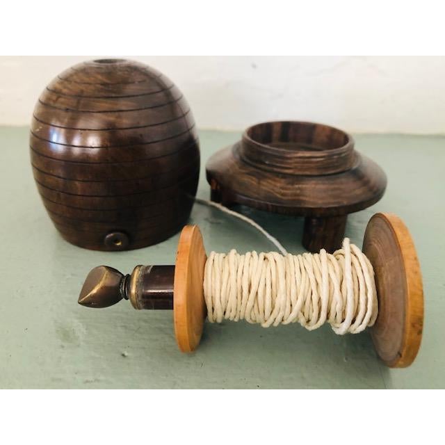You've got to see and touch this to believe it! Absolutely gorgeous antique (Victorian) English treen beehive string box...