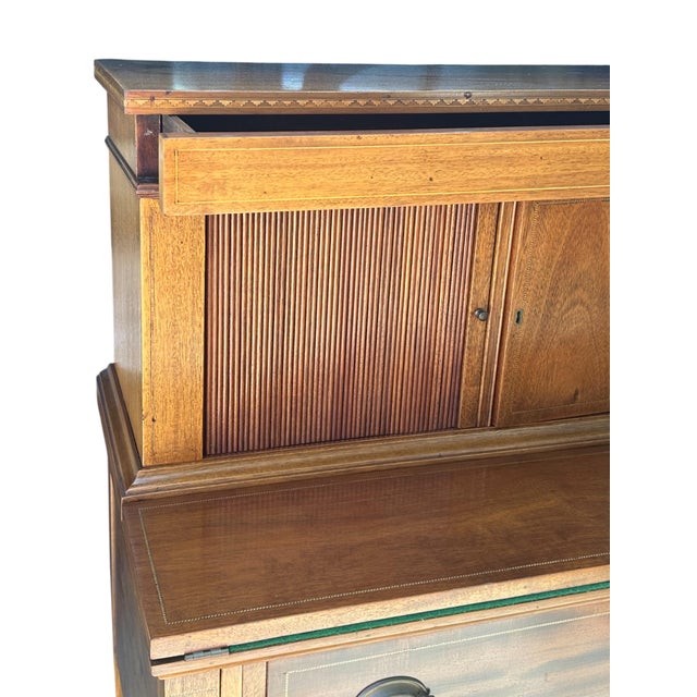 Early 20th Century Federal Style Inlaid Mahogany Ladies Tambour Writing Desk & Secretary. For Sale - Image 5 of 12