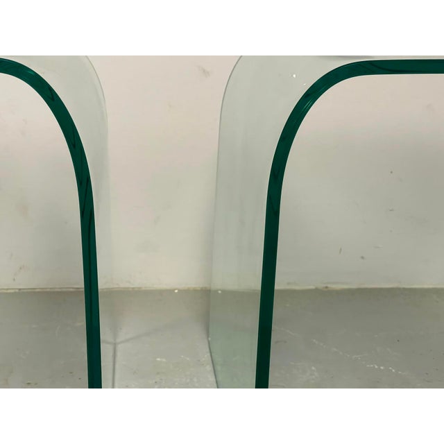Waterfall Side Tables in Bent Glass by Angelo Cortesi for Fiam Italia, Italy, 1980s, Set of 2 For Sale - Image 12 of 16