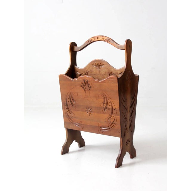Farmhouse Vintage Magazine Rack Stand For Sale - Image 3 of 11