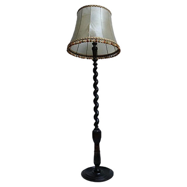 Wooden Spiral Floor Lamp, 1940s For Sale