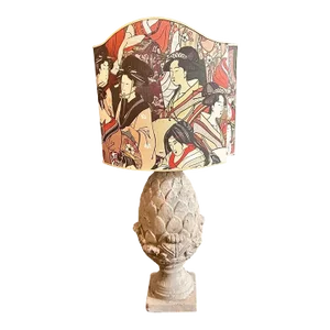 1900 White Mixed Stone Decorative Pine Cone Transformed in Table Lamp