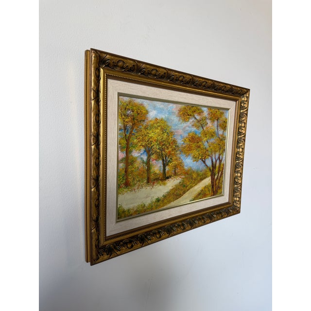 1970s Vintage Impressionist Autumn Landscape Oil on Masonite Board – Framed For Sale - Image 4 of 14