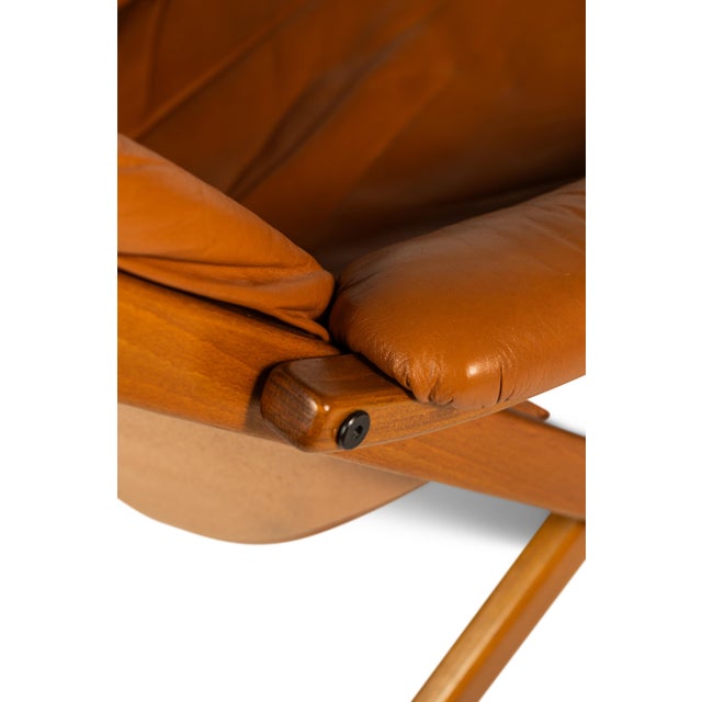 Scandinavian Modern Leather and Beech Wood Armchair / Lounge Chair by Göte Möbler, Sweden, C. 1970's For Sale - Image 14 of 18