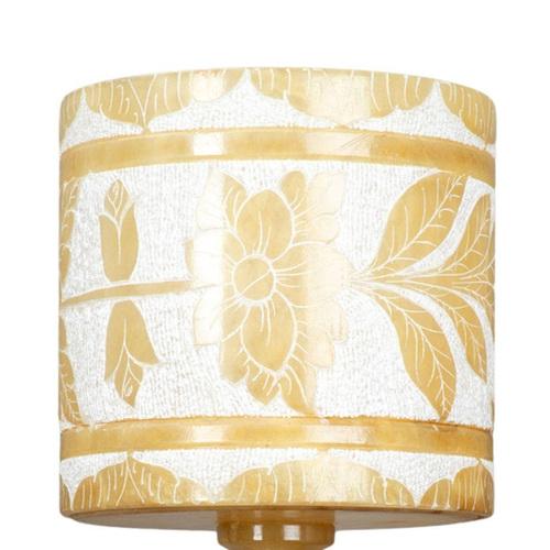 Alabaster Table Lamp with Floral Decorations, 1980s For Sale - Image 4 of 6