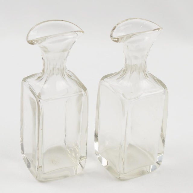 Transparent Modernist Art Deco Silver Plate and Crystal Cruet Server For Sale - Image 8 of 10