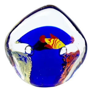 Vintage Italian Murano Art Glass Aquarium Fish Paperweight