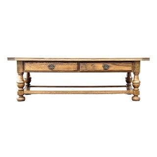 Ethan Allen Vintage Oak Jacobean Style Coffee Table For Sale
