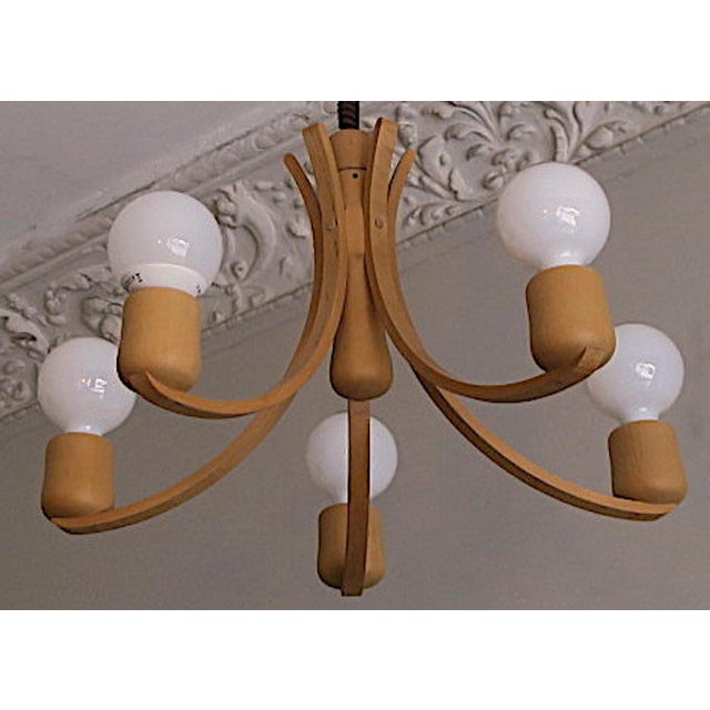 Danish Variable Height Chandelier with Five-Arms, 1970s For Sale - Image 5 of 7