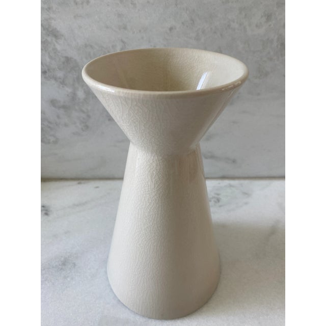 Taupe Vintage Mid Century Crackle Glaze Ceramic Vase by Jars France For Sale - Image 8 of 8