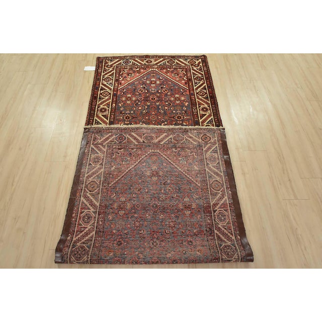 Hamedan Runner 3’8” X 9’10” Blue Wool Vintage Tribal Hand-Knotted Rug For Sale - Image 12 of 13