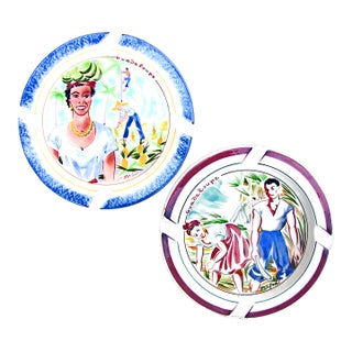 French Caribbean Island Souvenir Ashtrays, Pair For Sale