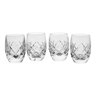 Waterford Crystal Comeragh Alana Shot Glasses – Set of 4 Flat Cut Crystal From Ireland For Sale