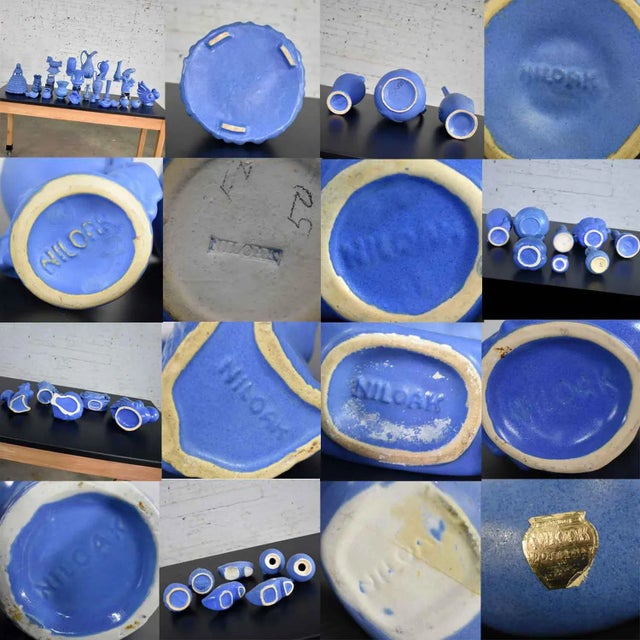 Mid Century Niloak Pottery Blue Vases and Objet d'Art 24 Piece Collection For Sale - Image 12 of 13