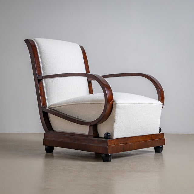 Brown Early 20th Century Pair of Art Deco Armchairs, Italy For Sale - Image 8 of 14