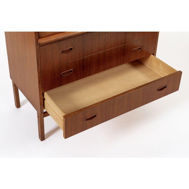 Mid Century Swedish Teak Rolltop Secretary Desk by Egon Ostergaard For Sale - Image 9 of 12