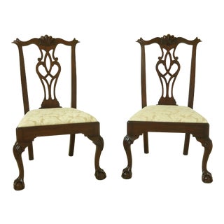 Pair Henkel Harris Model 112 Ball & Claw Mahogany Side Chairs For Sale