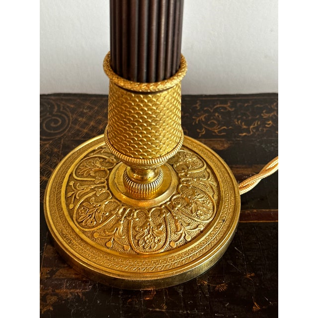 Gold Early 19th Century Single Empire Gilt Bronze Period Candlestick as Lamp For Sale - Image 8 of 18