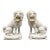 20th C Miniature Staffordshire-Style Poodle Figurines With Baskets – Victorian / English Cottage – White Glaze Mantel Dogs – Pair For Sale
