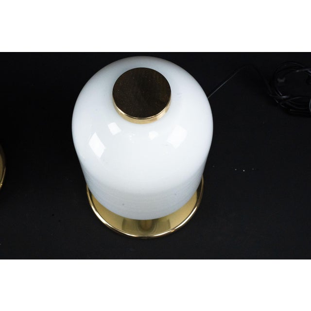 Italian Lattimo Murano Glass Mushroom Bedside Lamps, 1980s, Set of 2 For Sale - Image 4 of 13