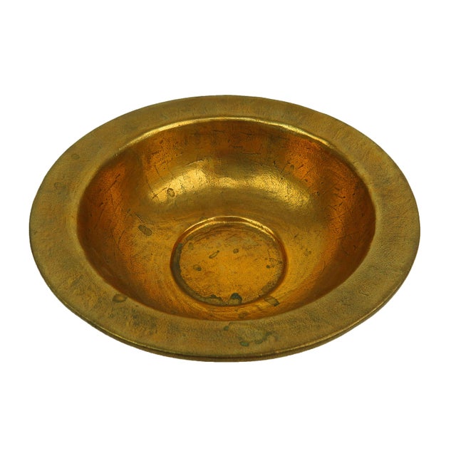 Vintage Gold Metal Bowl From Scandia Present For Sale - Image 4 of 10
