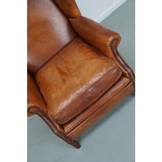 Vintage Dutch Cognac-Colored Leather Club Chair For Sale - Image 3 of 13