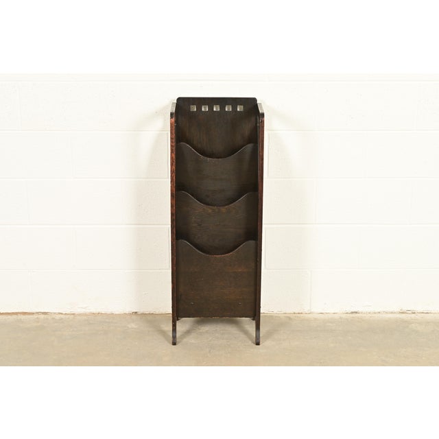 A gorgeous antique Mission or Arts & Crafts period oak magazine rack or book stand In the manner of Stickley Brothers By...