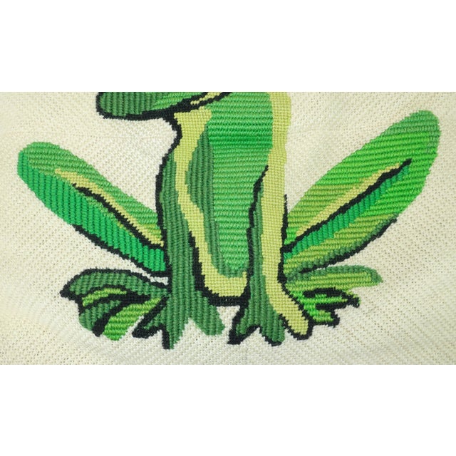 Late 20th Century Vintage Needlepoint Frog Pillow For Sale - Image 5 of 10