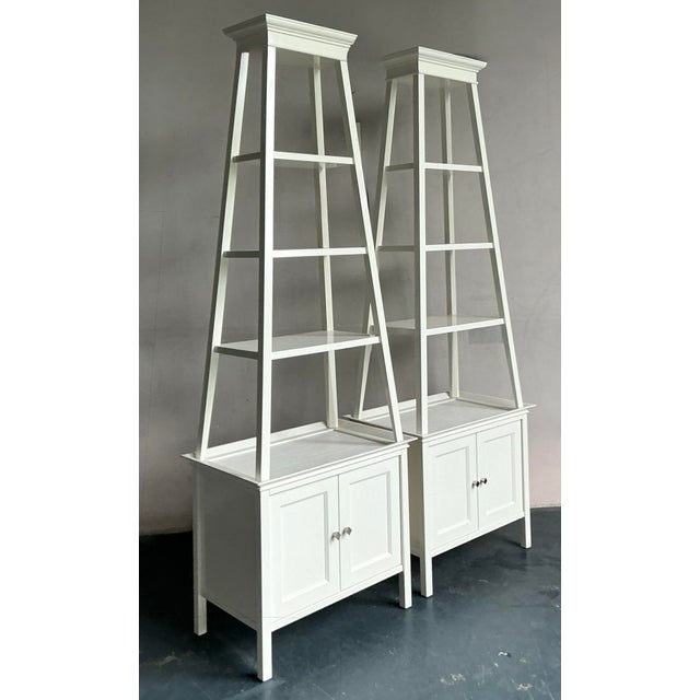 White Vintage Regency Lacquered Stacked Etagere - A Pair For Sale - Image 8 of 12