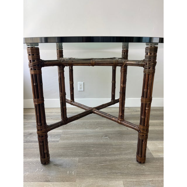 McGuire Organic Modern Bamboo Rattan Round Dining Table For Sale In Los Angeles - Image 6 of 12
