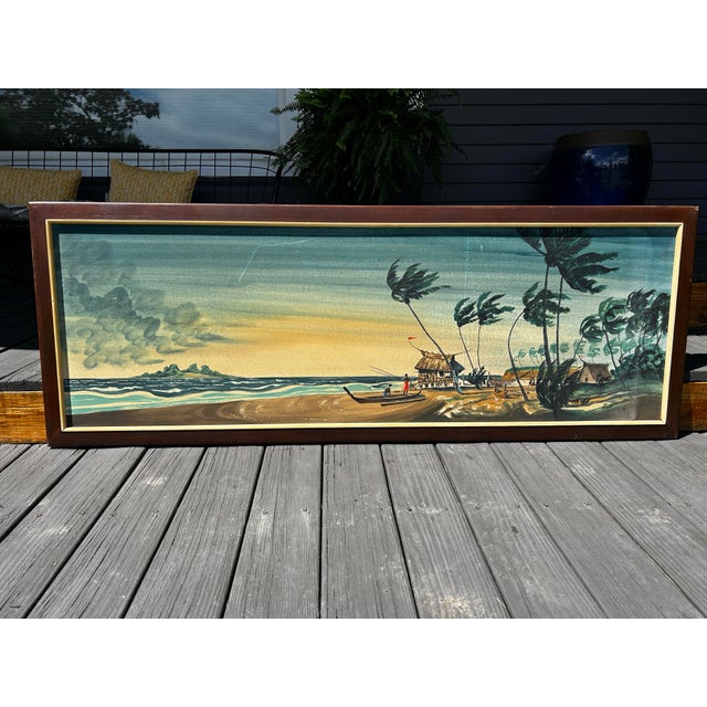 Carlo of Hollywood 1960s VTG Carlo of Hollywood Polynesian Tiki Tropical Oil Painting MCM For Sale - Image 4 of 12