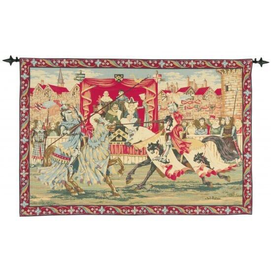 This heraldic tapestry depicts a noble jousting tournament from the end of the 15th Century. In the Middle Ages, mock...