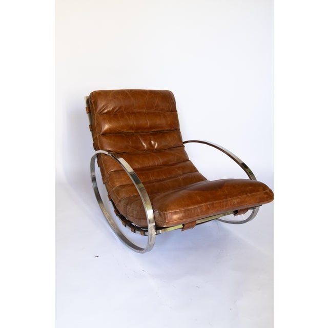 1970s Renato Zevi Leather Rocking Chair from Selig, 1970 For Sale - Image 5 of 7